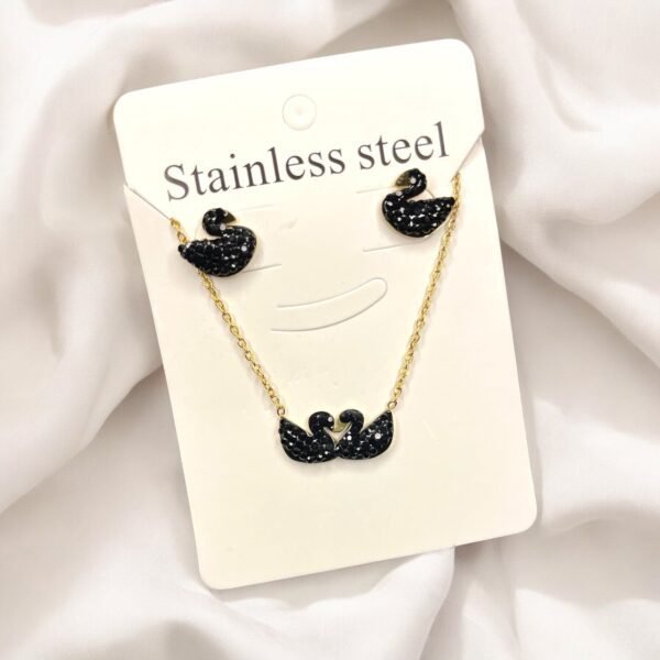 JW-003 Black Color Fashion Necklace With Matching Earrings (2 in 1) - Image 2