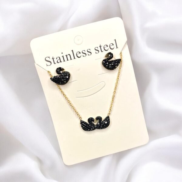 JW-003 Black Color Fashion Necklace With Matching Earrings (2 in 1)