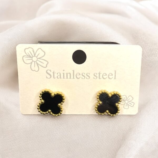 JW-018 Black & Gold Color Stainless Steel Earrings - Image 2