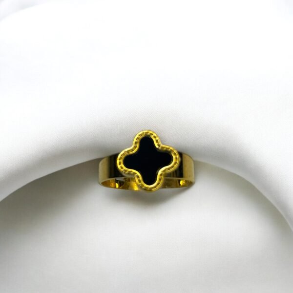 JW-011 Adjustable Black & Gold Color Stainless Steel Ring - Image 3