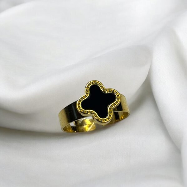 JW-011 Adjustable Black & Gold Color Stainless Steel Ring