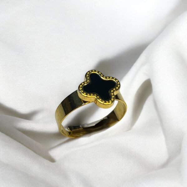 JW-011 Adjustable Black & Gold Color Stainless Steel Ring - Image 2